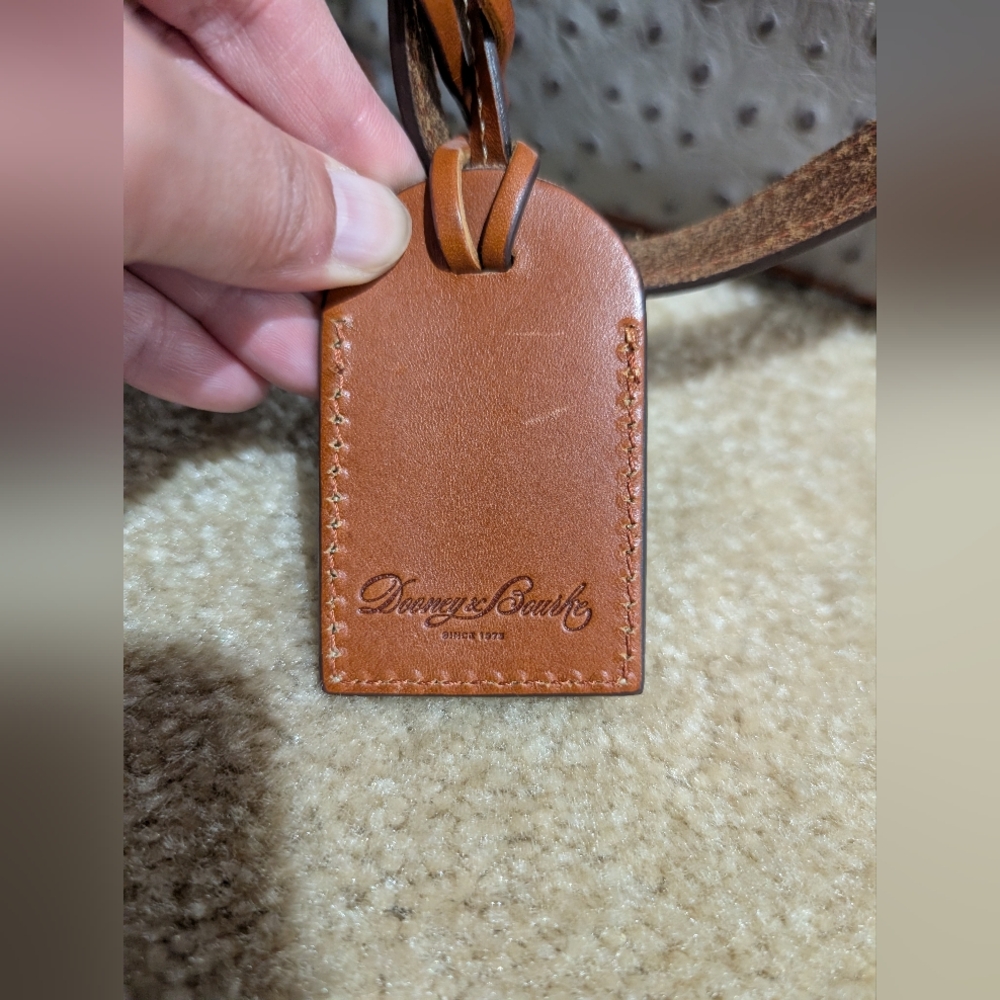 Dooney & Bourke Ostrich Leather Gray and Brown Tote - Picture 14 of 17